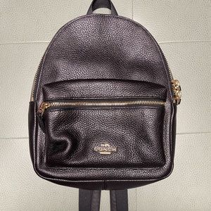 Coach black leather mini backpack